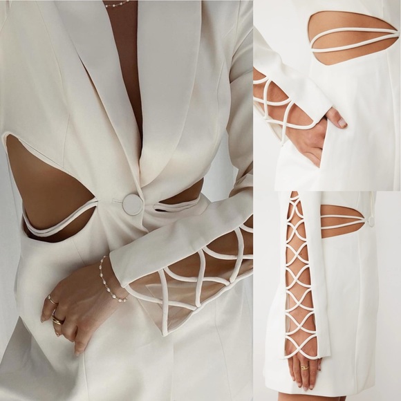 BOSKEMPER BEA BLAZER DRESS MINI in ecru/beige XS - Picture 9 of 17